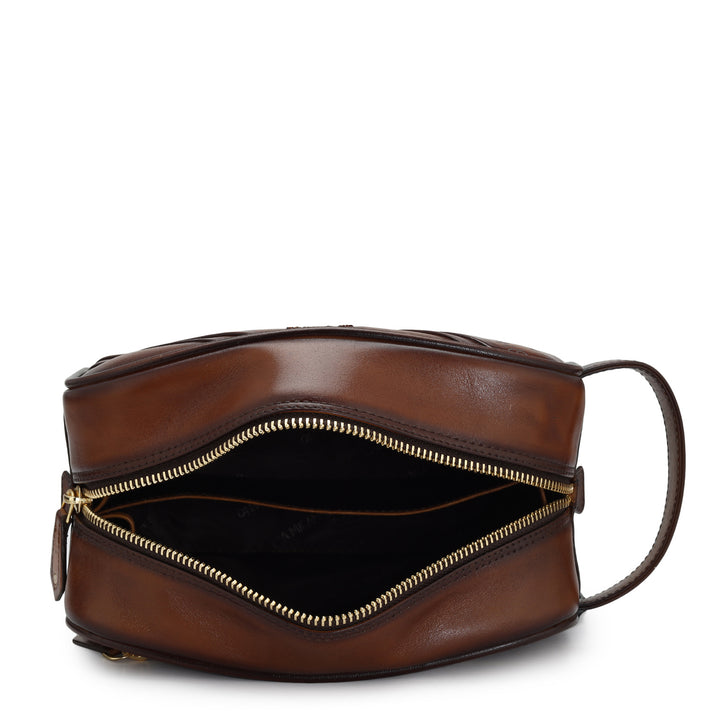 Signato Leather Vanity Pouch - Cognac