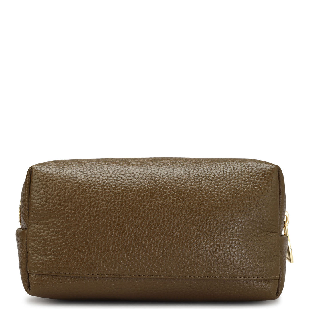 Wax Leather Vanity Pouch - Moss