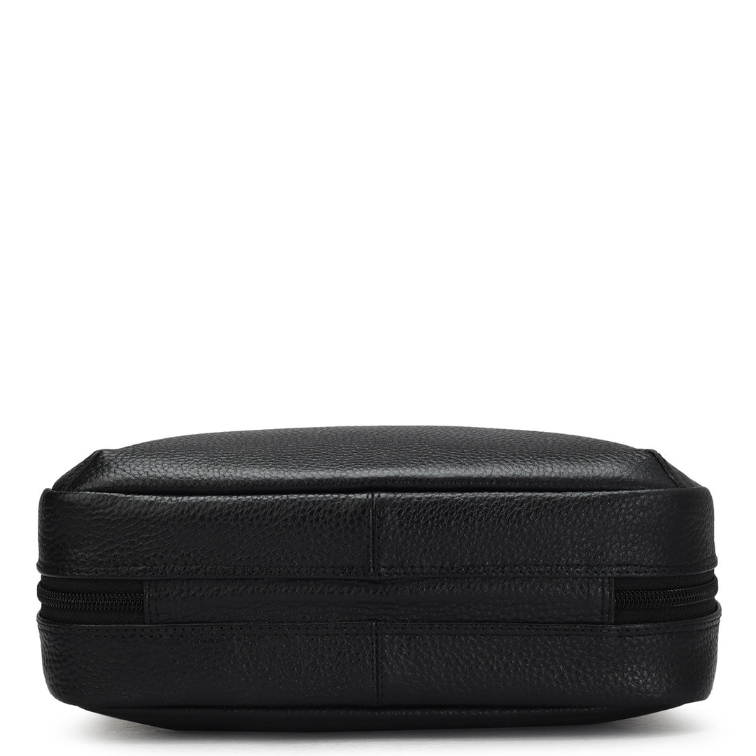 Wax Leather Vanity Pouch - Black
