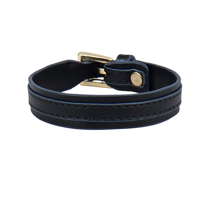 Plain Leather Wrist Band - Black & Blue
