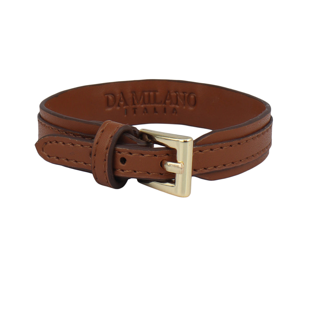 Plain Leather Wrist Band - Cognac