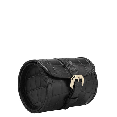 Croco Leather Watch Case - Black