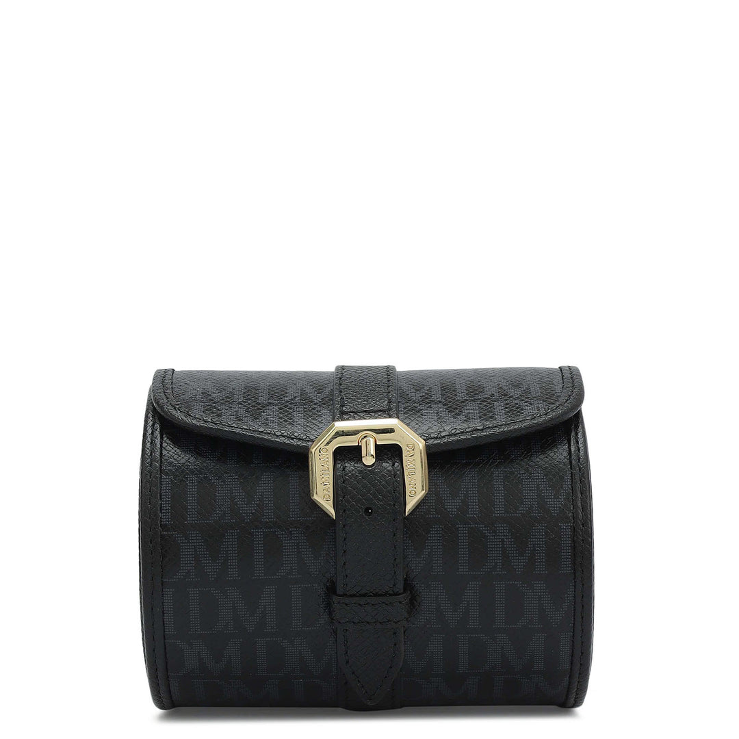 Monogram Leather Watch Box - Black
