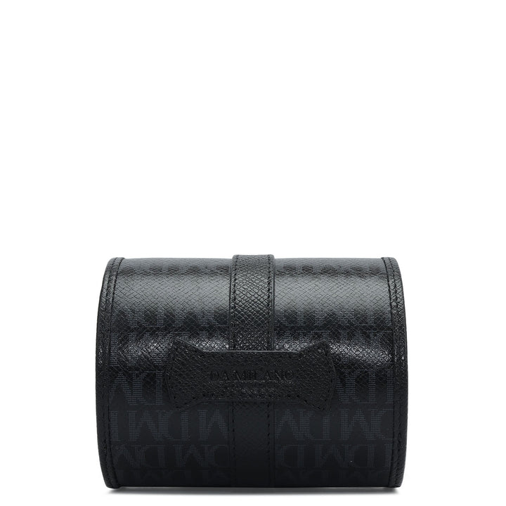 Monogram Leather Watch Box - Black