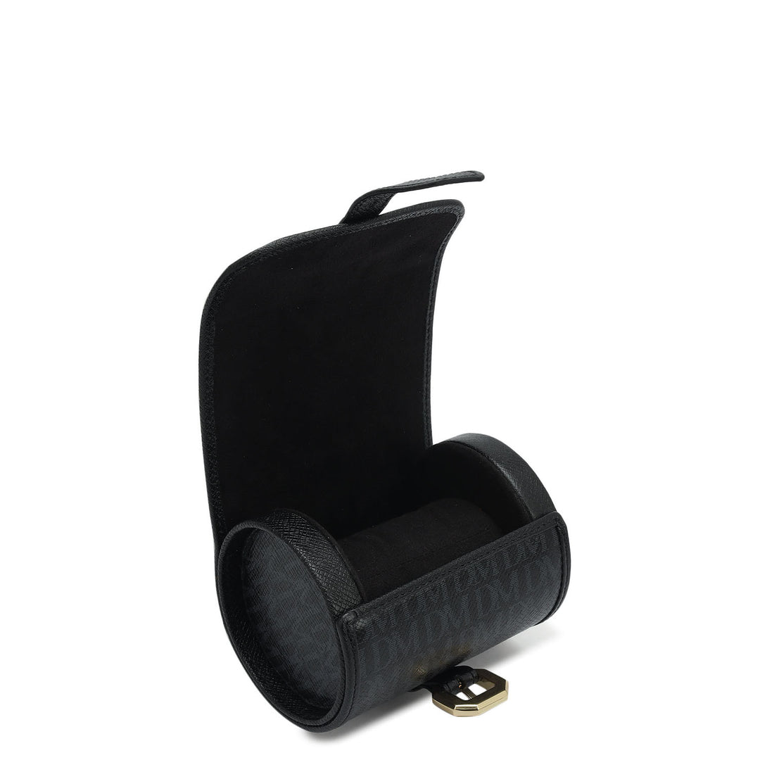 Monogram Leather Watch Box - Black