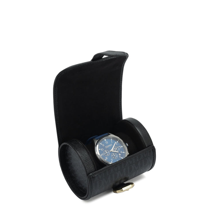 Monogram Leather Watch Box - Black