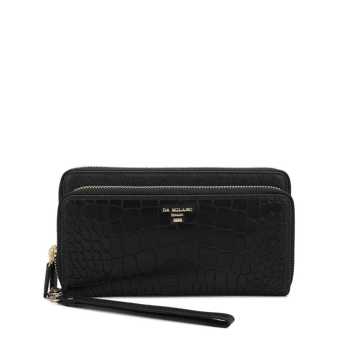 Croco Leather Ladies Wallet - Black