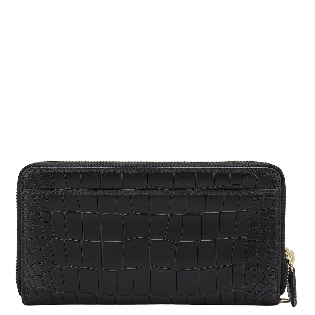 Croco Leather Ladies Wallet - Black