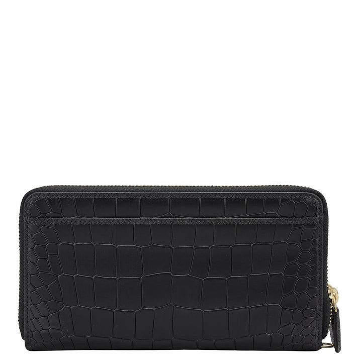 Croco Leather Ladies Wallet - Black