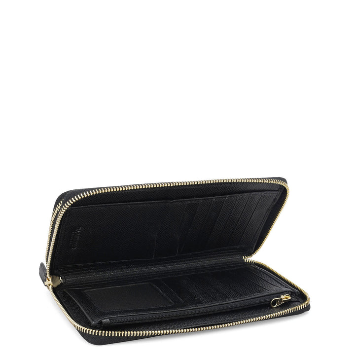 Croco Leather Ladies Wallet - Black