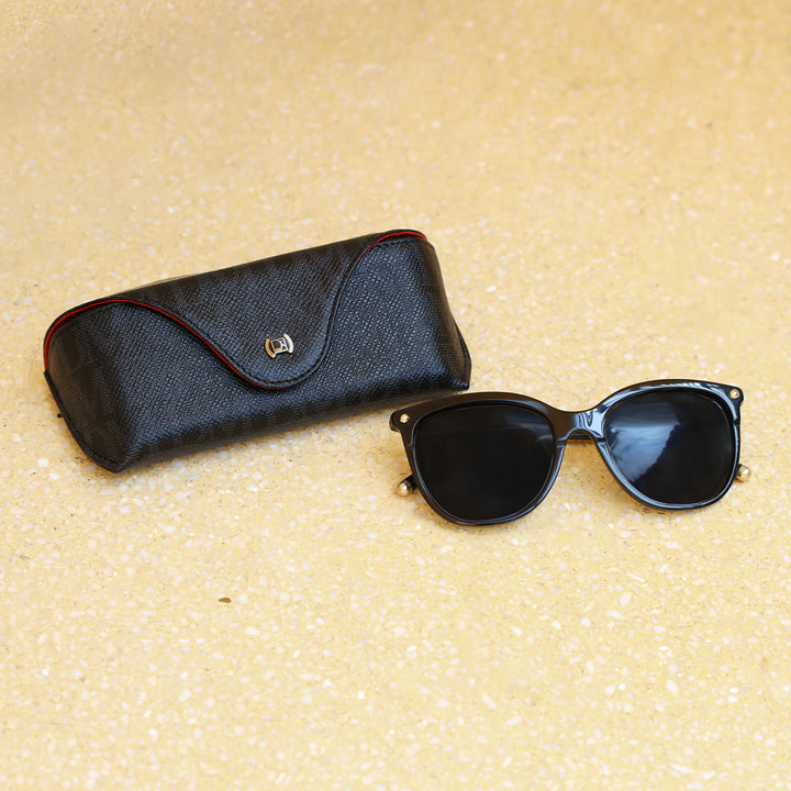 Monogram Leather Spectacle Case - Black