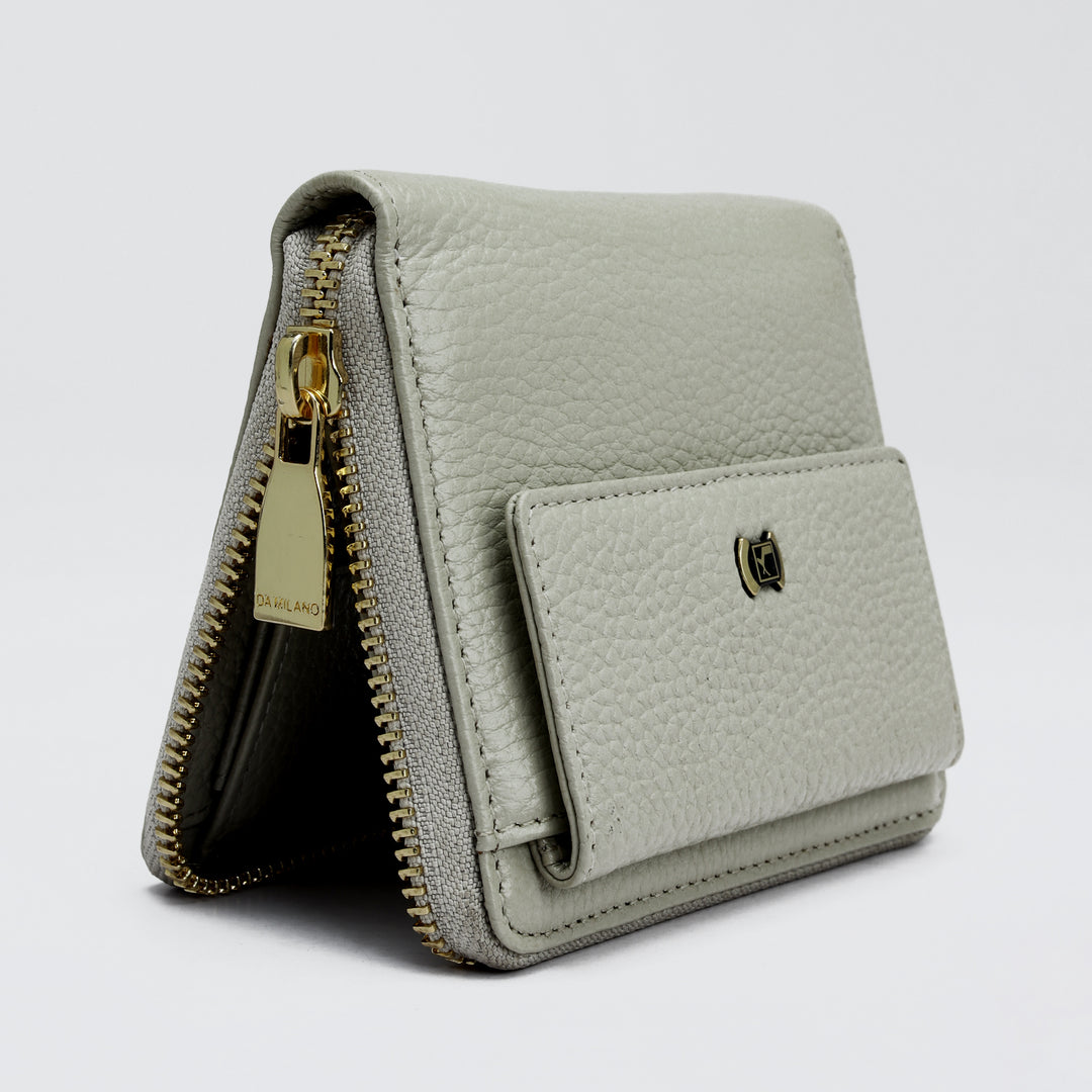 Wax Leather Ladies Wallet - Khaki