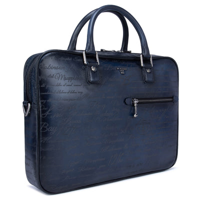 Midnight Blue Signato Leather Computer Bag - Upto 14"