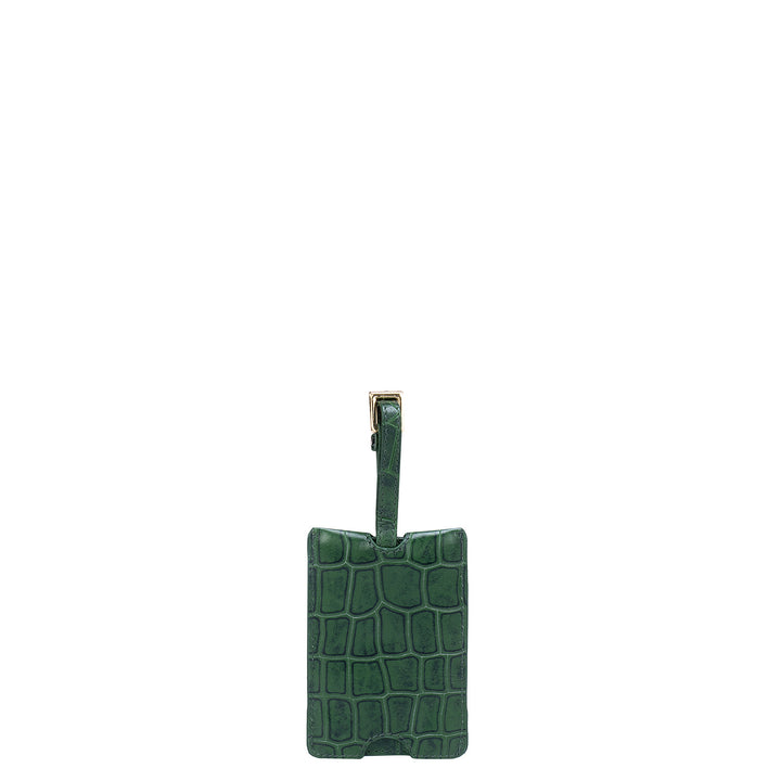 Croco Leather Luggage Tag - Green