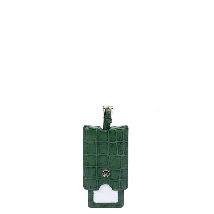 Croco Leather Luggage Tag - Green