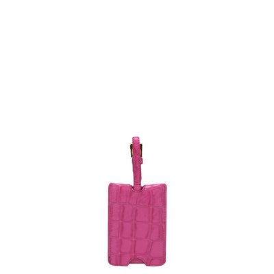 Croco Leather Luggage Tag - Hot Pink