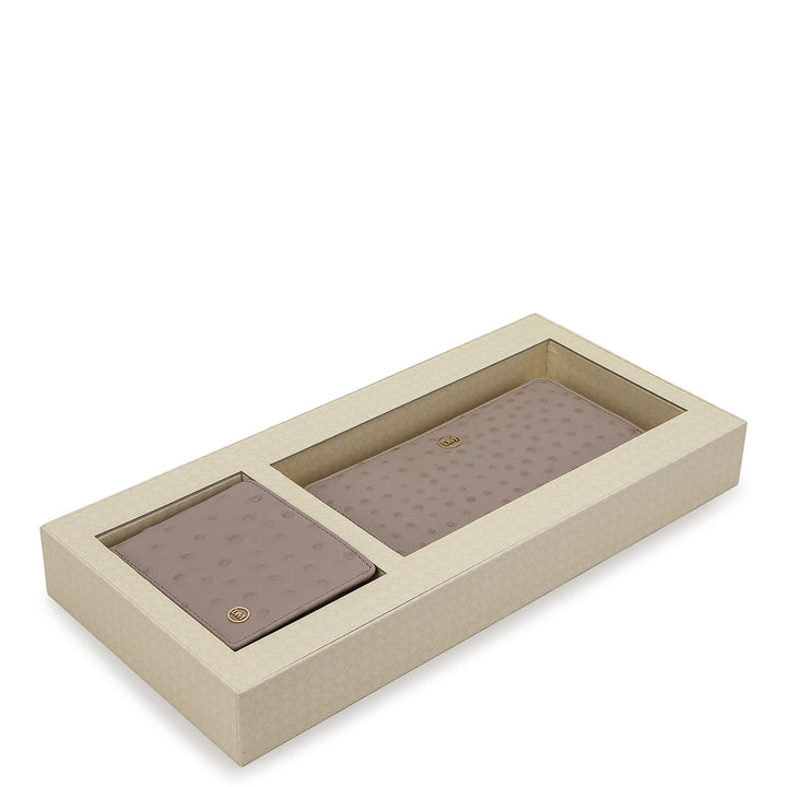 Ostrich Leather Gift Set - Light Grey
