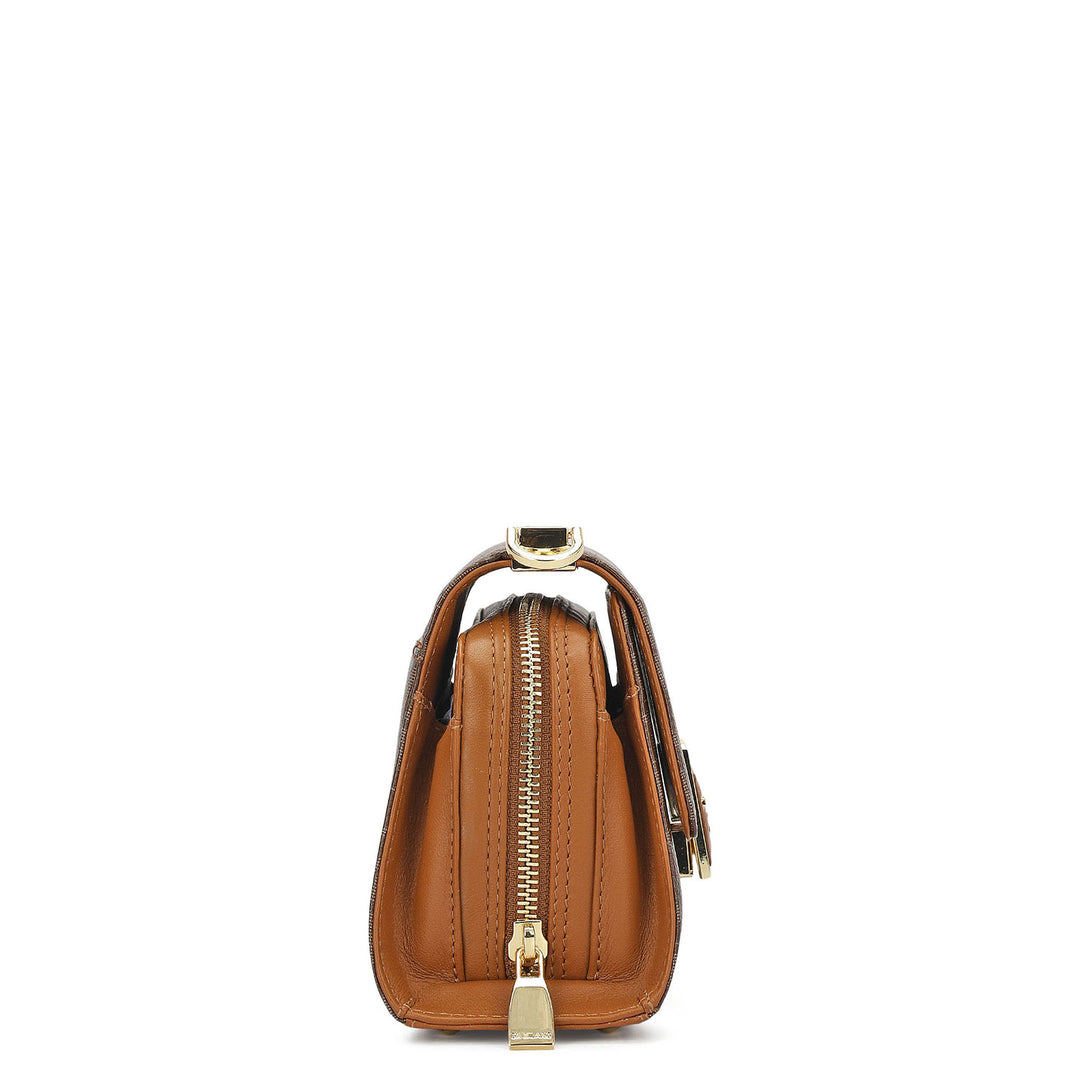 Small Monogram Plain Leather Sling - Walnut