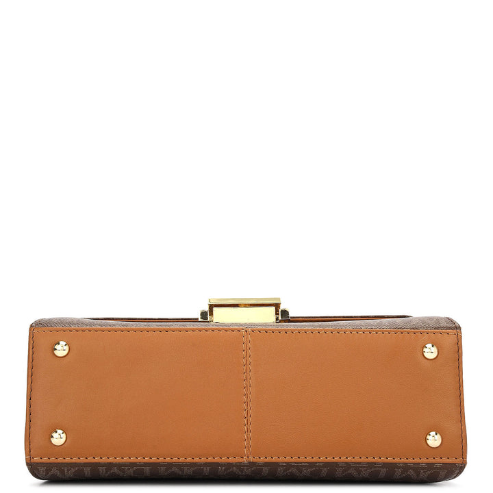 Small Monogram Plain Leather Sling - Walnut