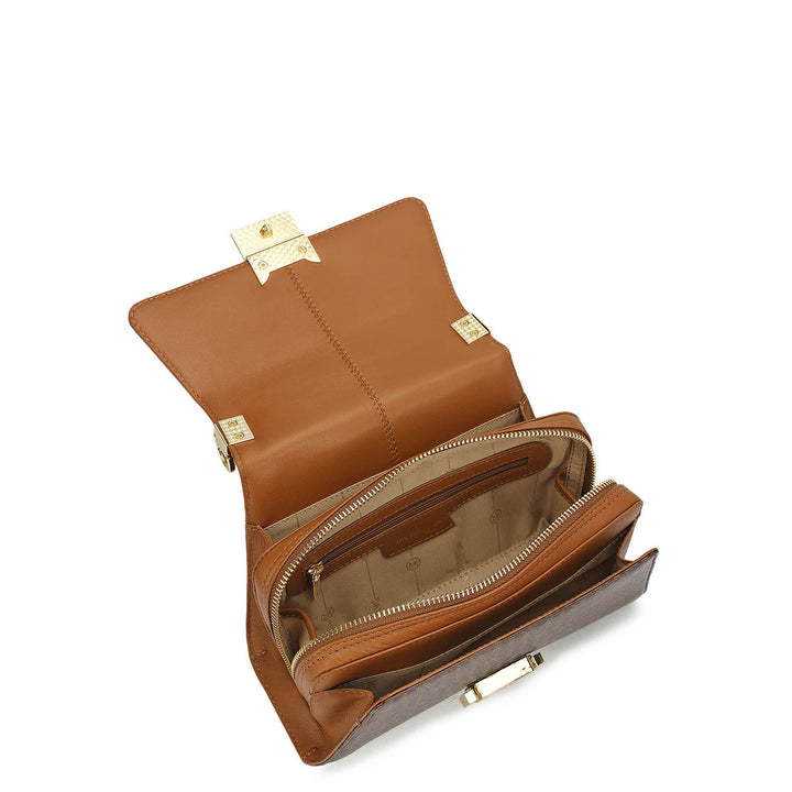 Small Monogram Plain Leather Sling - Walnut