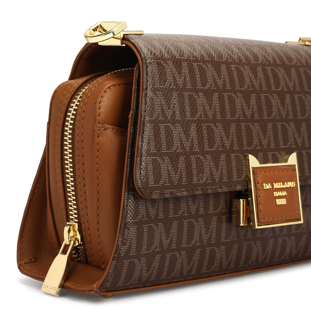 Small Monogram Plain Leather Sling - Walnut