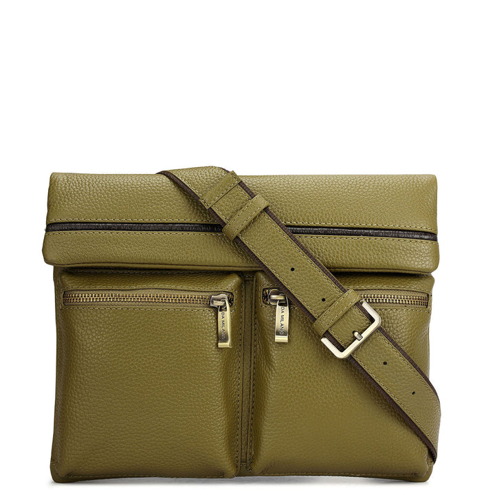 Wax Leather Men Sling - Olive