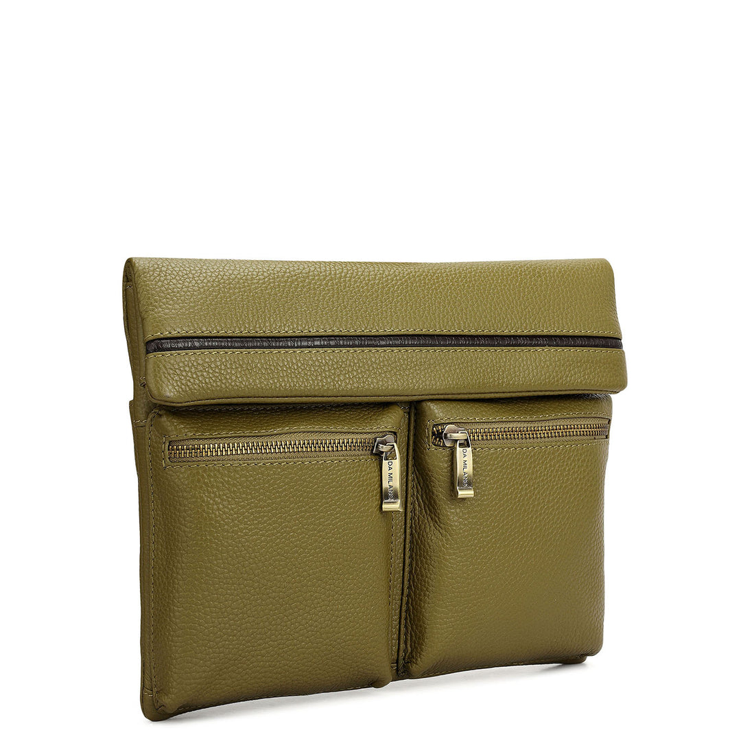 Wax Leather Men Sling - Olive