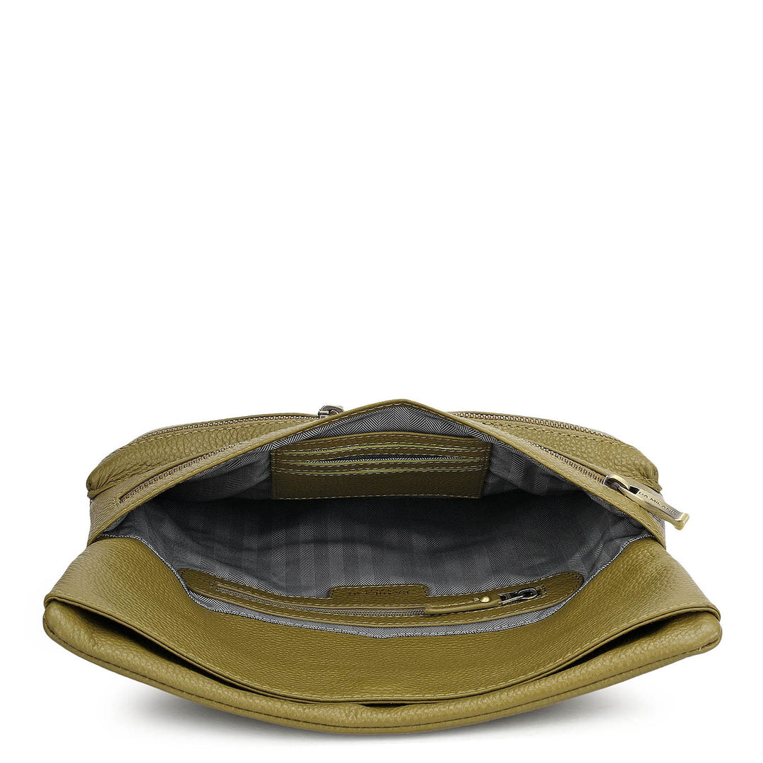 Wax Leather Men Sling - Olive