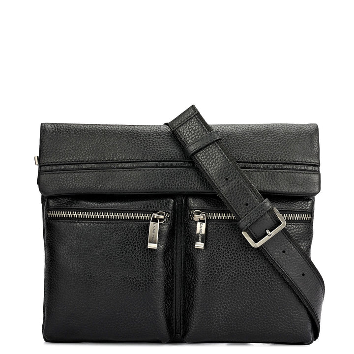 Wax Leather Men Sling - Black