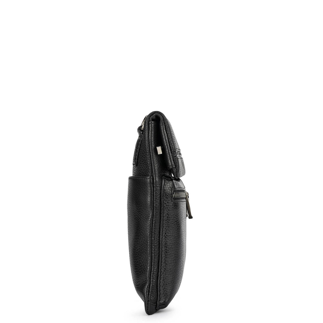 Wax Leather Men Sling - Black