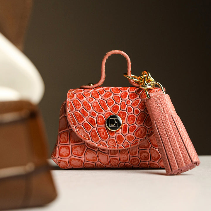 Croco Leather Earpod Case - Rose
