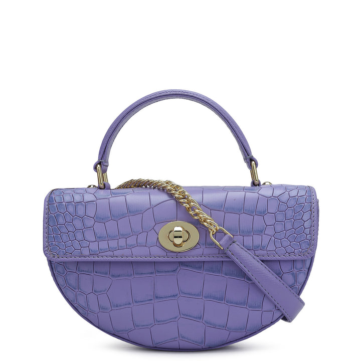 Small Croco Leather Satchel - Purple Haze