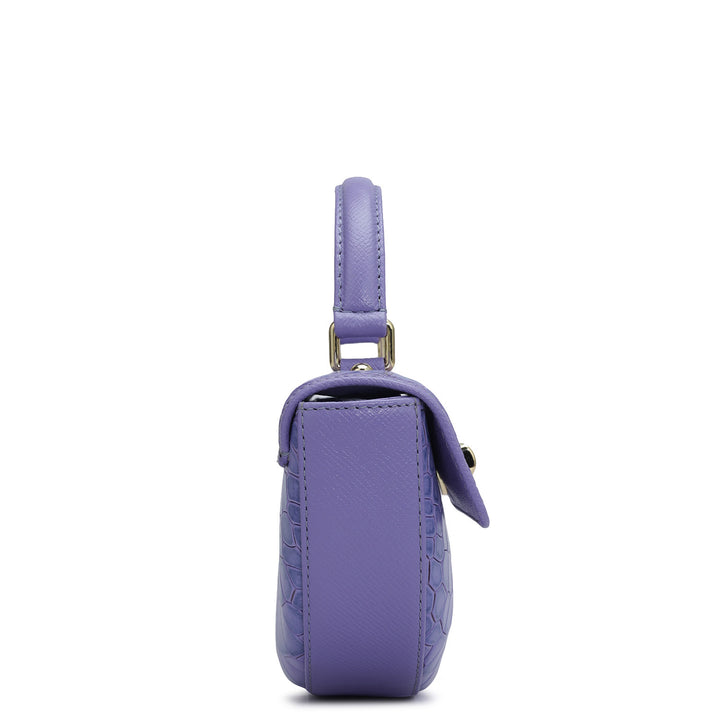 Small Croco Leather Satchel - Purple Haze