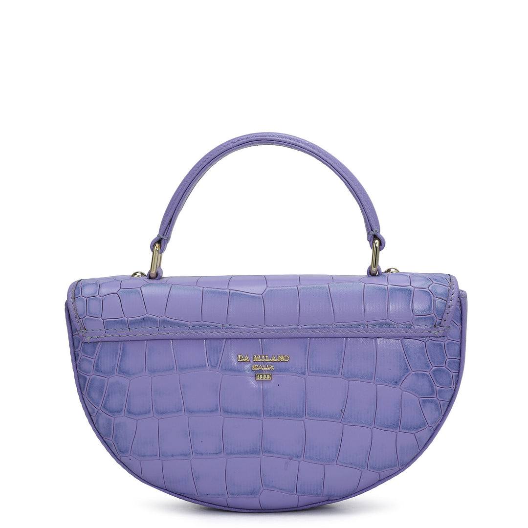 Small Croco Leather Satchel - Purple Haze