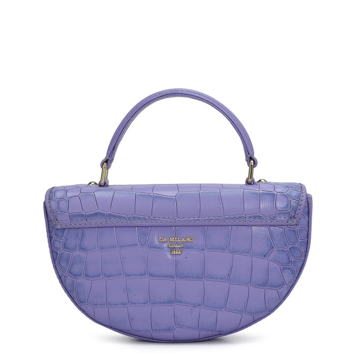 Small Croco Leather Satchel - Purple Haze