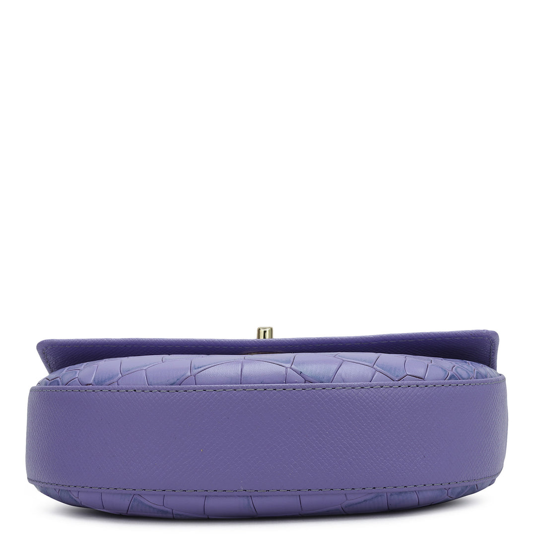 Small Croco Leather Satchel - Purple Haze