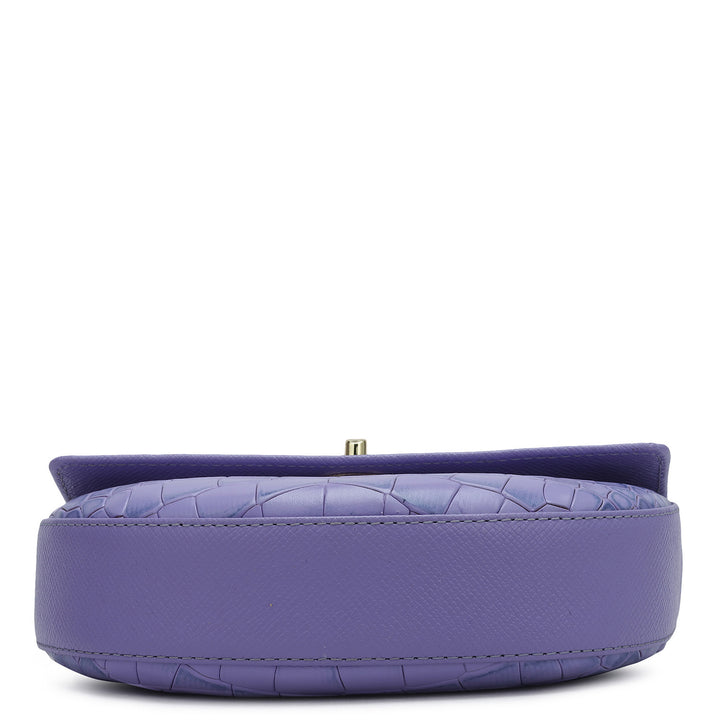 Small Croco Leather Satchel - Purple Haze