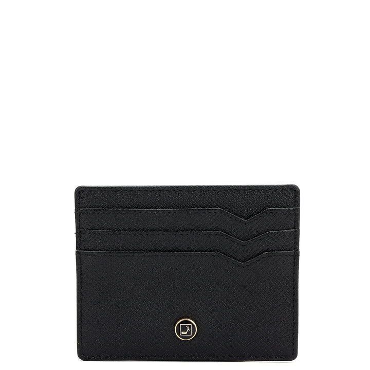 6 Slots Leather Card Case - Black