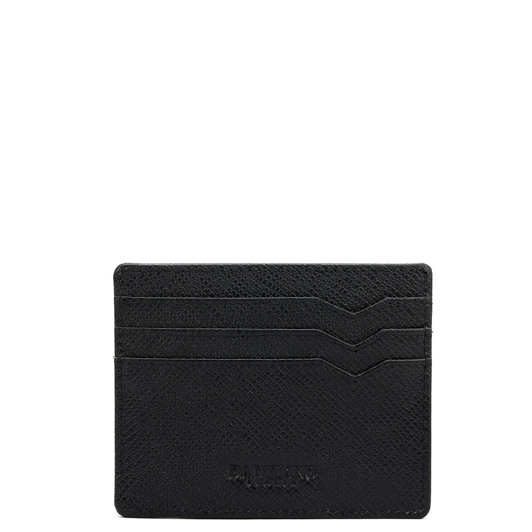 6 Slots Leather Card Case - Black