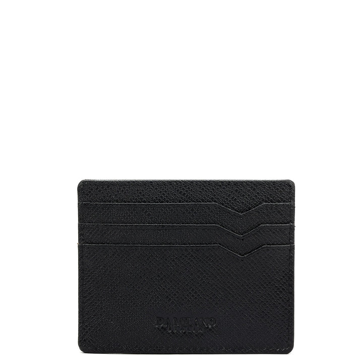 6 Slots Leather Card Case - Black