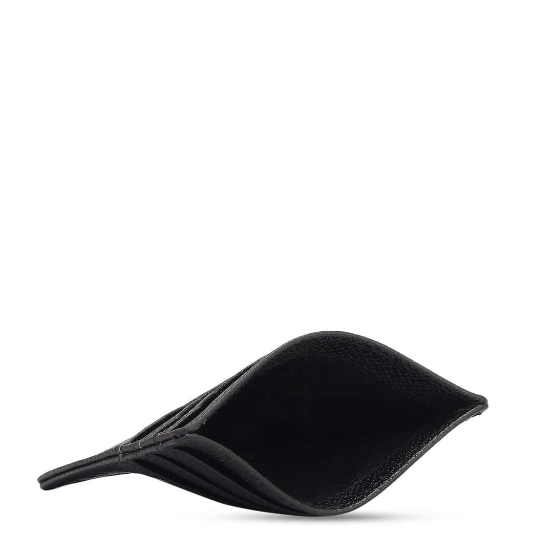 6 Slots Leather Card Case - Black