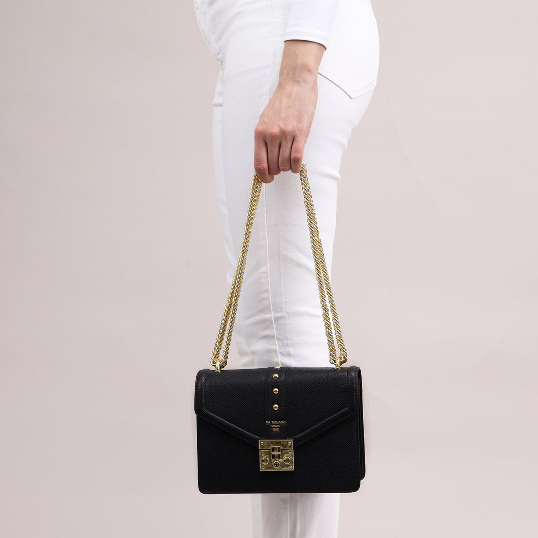 Small Franzy Leather Shoulder Bag - Black