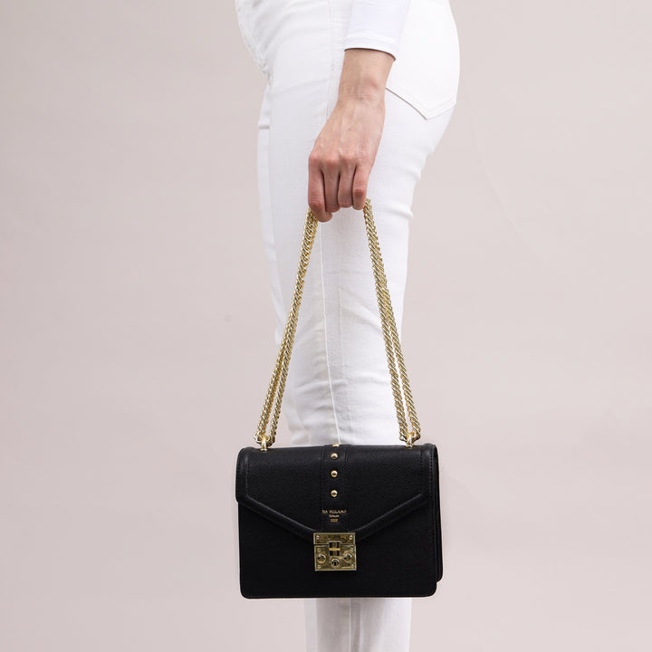 Small Franzy Leather Shoulder Bag - Black
