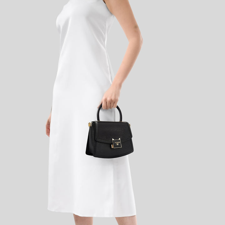 Small Franzy Leather Satchel - Black