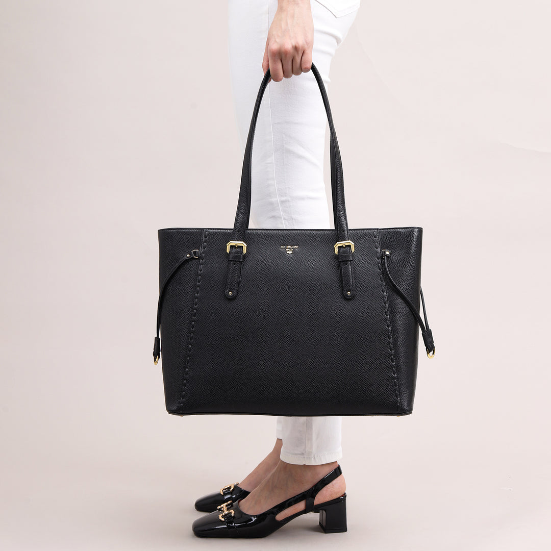 Medium Franzy Leather Tote - Black
