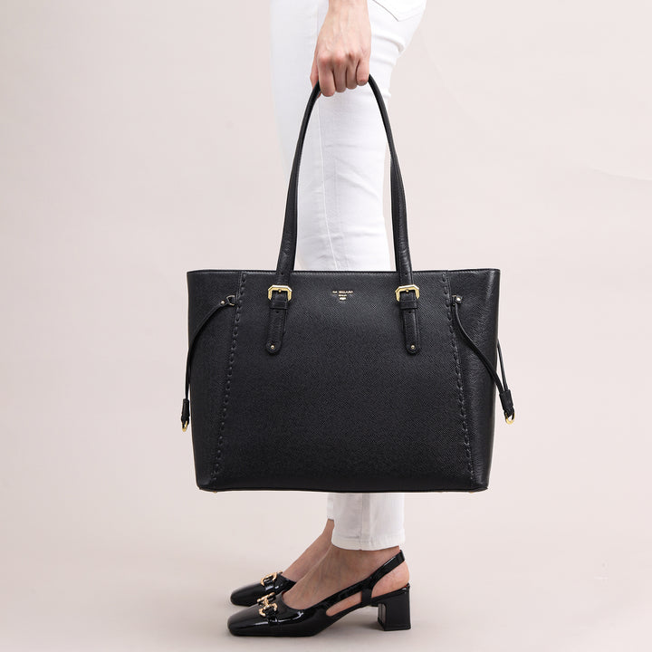 Medium Franzy Leather Tote - Black