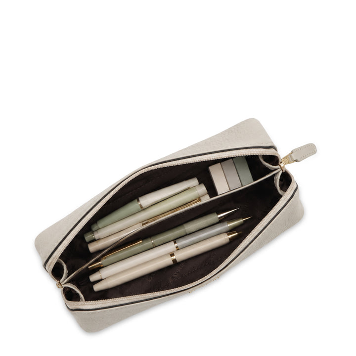 Pebble Leather Stationary Pouch - Khaki