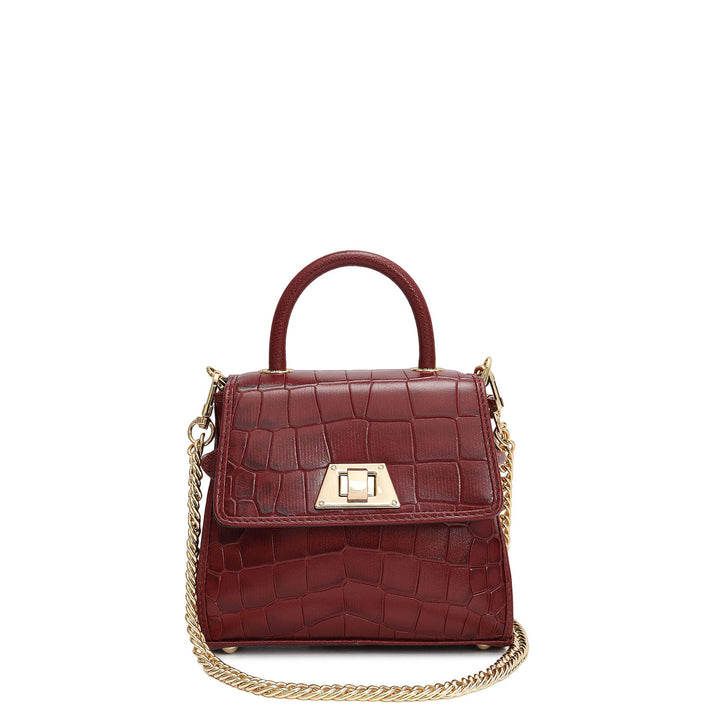 Micro Croco Leather Sling - Cherry