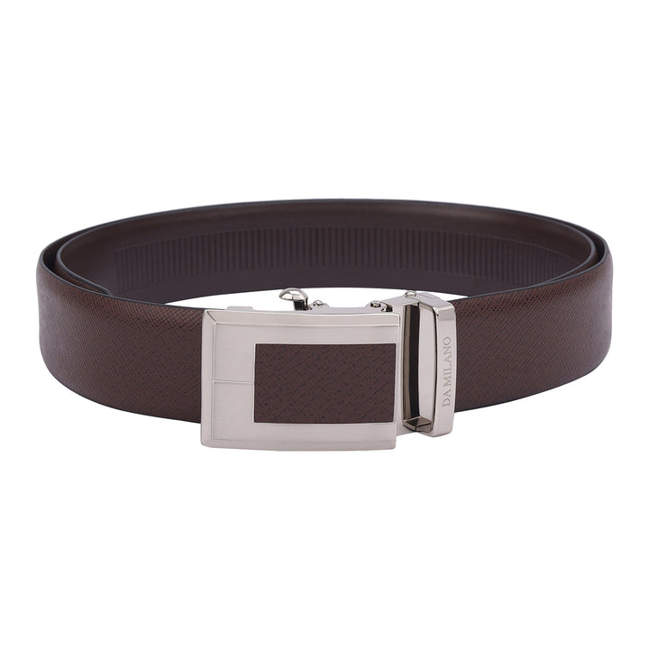 Formal Saffiano Leather Mens Belt-Brown