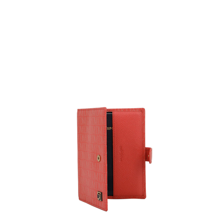 Monogram Leather Passport Case - Corallo